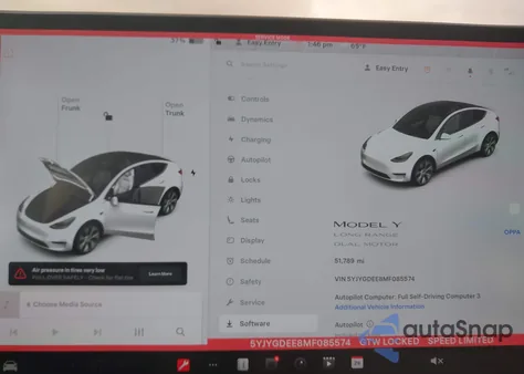 2021 Tesla Model Y Long Range Dual Motor All-Wheel Drive z USA, uszkodzony, nr VIN 5YJYGDEE8MF085574